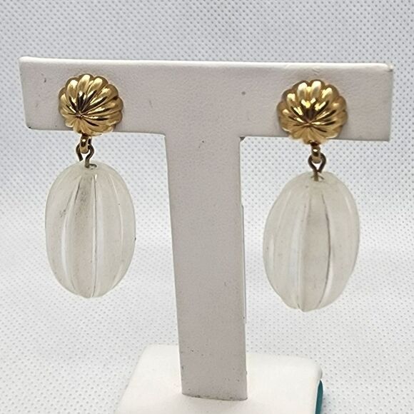 Vintage Gold & Clear Dangling Earrings - Picture 1 of 4